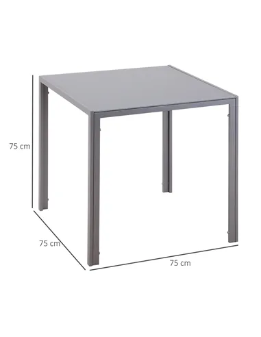 HOMCOM Modern Square Dining Table for 2-4 People, with Glass Top & Metal Legs for Dining Room, Living Room, Grey
