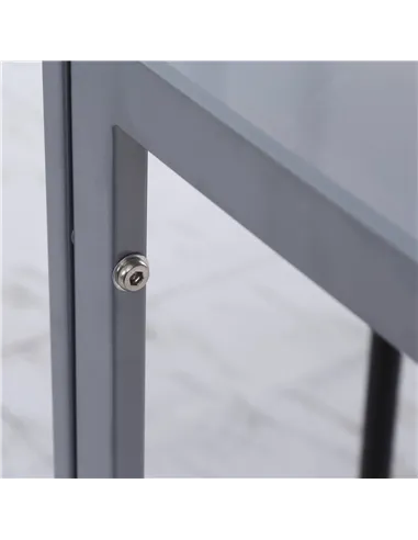 HOMCOM Modern Square Dining Table for 2-4 People, with Glass Top & Metal Legs for Dining Room, Living Room, Grey