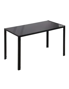 HOMCOM Modern Rectangular Dining Table for 4 People Glass Kitchen Table with Tempered Glass Top and Metal Legs for Dining Room, 