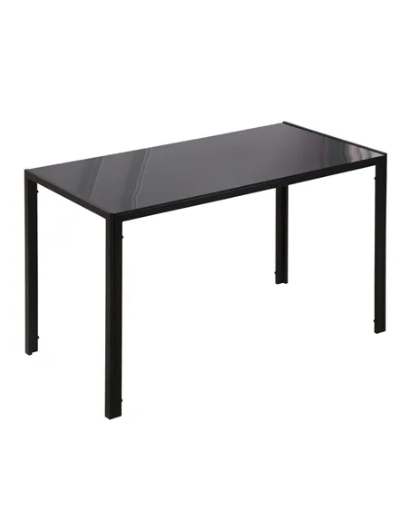 HOMCOM Modern Rectangular Dining Table for 4 People Glass Kitchen Table with Tempered Glass Top and Metal Legs for Dining Room, 