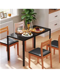 HOMCOM Modern Rectangular Dining Table for 4 People Glass Kitchen Table with Tempered Glass Top and Metal Legs for Dining Room,  2