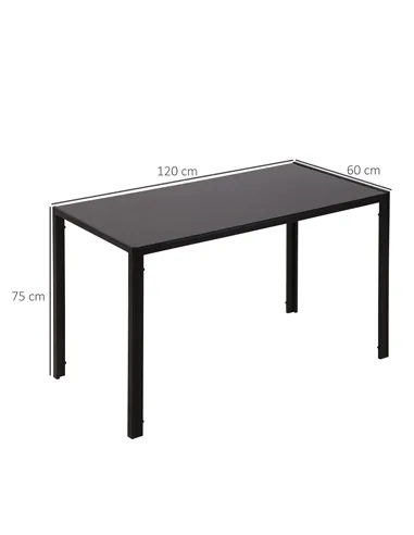 HOMCOM Modern Rectangular Dining Table for 4 People Glass Kitchen Table with Tempered Glass Top and Metal Legs for Dining Room, 