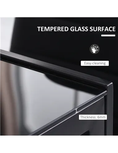 HOMCOM Modern Rectangular Dining Table for 4 People Glass Kitchen Table with Tempered Glass Top and Metal Legs for Dining Room, 