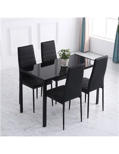 HOMCOM Modern Rectangular Dining Table for 4 People Glass Kitchen Table with Tempered Glass Top and Metal Legs for Dining Room, 