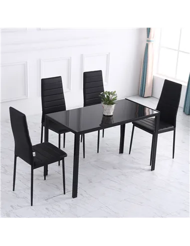 HOMCOM Modern Rectangular Dining Table for 4 People Glass Kitchen Table with Tempered Glass Top and Metal Legs for Dining Room, 