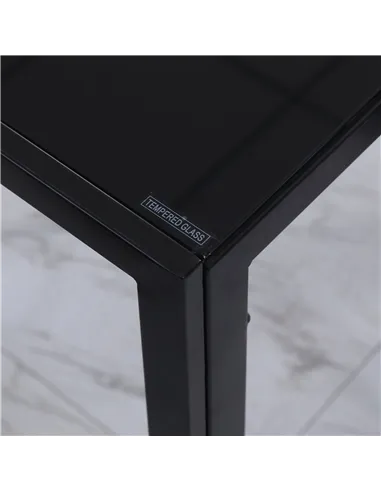 HOMCOM Modern Rectangular Dining Table for 4 People Glass Kitchen Table with Tempered Glass Top and Metal Legs for Dining Room, 