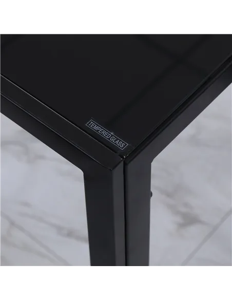HOMCOM Modern Rectangular Dining Table for 4 People Glass Kitchen Table with Tempered Glass Top and Metal Legs for Dining Room, 