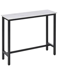 HOMCOM Rectangular Bar Table, Wood Effect Coffee Table for Small Space, Breakfast Dining, Kitchen, Industrial, White & Black