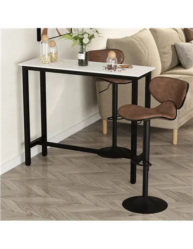 HOMCOM Rectangular Bar Table, Wood Effect Coffee Table for Small Space, Breakfast Dining, Kitchen, Industrial, White & Black