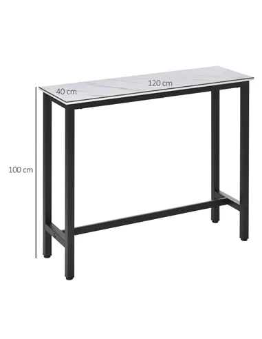 HOMCOM Rectangular Bar Table, Wood Effect Coffee Table for Small Space, Breakfast Dining, Kitchen, Industrial, White & Black