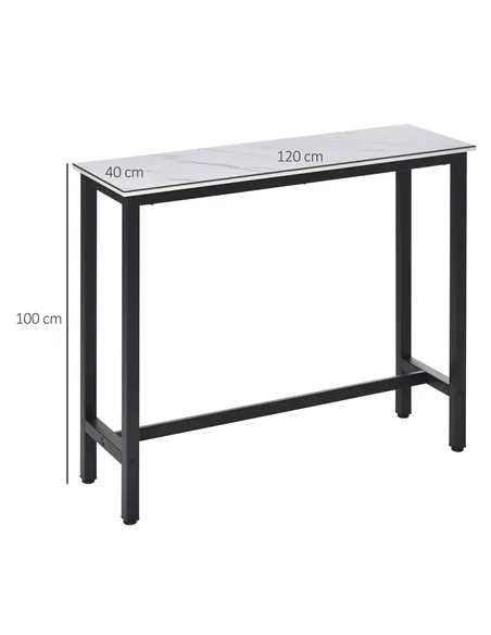 HOMCOM Rectangular Bar Table, Wood Effect Coffee Table for Small Space, Breakfast Dining, Kitchen, Industrial, White & Black