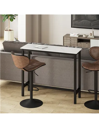 HOMCOM Rectangular Bar Table, Wood Effect Coffee Table for Small Space, Breakfast Dining, Kitchen, Industrial, White & Black