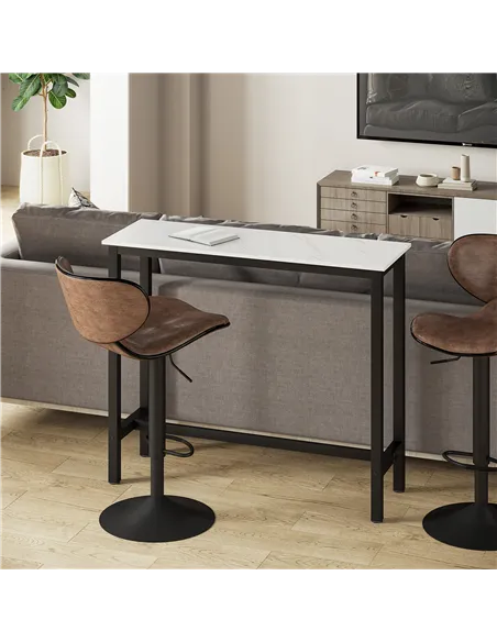 HOMCOM Rectangular Bar Table, Wood Effect Coffee Table for Small Space, Breakfast Dining, Kitchen, Industrial, White & Black