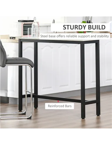 HOMCOM Rectangular Bar Table, Wood Effect Coffee Table for Small Space, Breakfast Dining, Kitchen, Industrial, White & Black