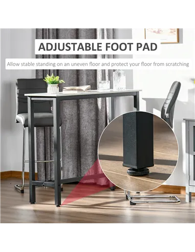 HOMCOM Rectangular Bar Table, Wood Effect Coffee Table for Small Space, Breakfast Dining, Kitchen, Industrial, White & Black