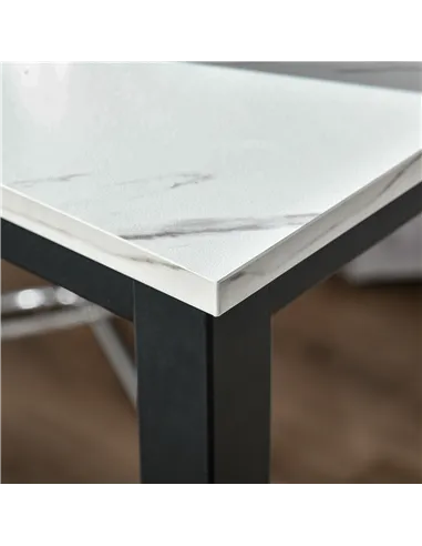 HOMCOM Rectangular Bar Table, Wood Effect Coffee Table for Small Space, Breakfast Dining, Kitchen, Industrial, White & Black