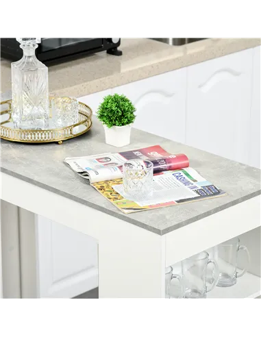 HOMCOM Bar Table, Dining Table with 4-Tier Storage Shelf for Breakfast Bar, Kitchen, Dining Room, Living Room, Grey