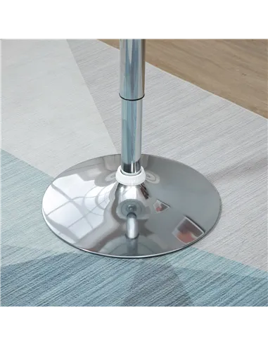 HOMCOM Modern Round Bar Table Adjustable Height Home Pub Bistro Desk Swivel Painted Top with Silver Steel Leg and Base, White