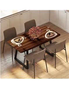 HOMCOM Extendable Dining Table Rectangular Wood Effect Tabletop for 4-6 People with Steel Frame & Hidden Leaves for Kitchen, Din 2