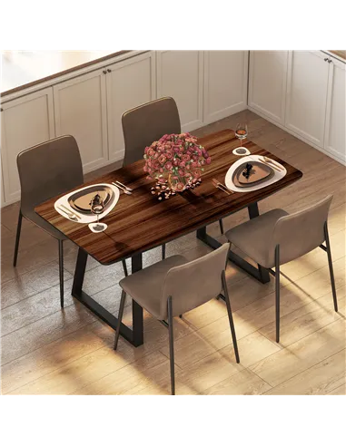 HOMCOM Extendable Dining Table Rectangular Wood Effect Tabletop for 4-6 People with Steel Frame & Hidden Leaves for Kitchen, Din