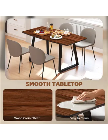 HOMCOM Extendable Dining Table Rectangular Wood Effect Tabletop for 4-6 People with Steel Frame & Hidden Leaves for Kitchen, Din