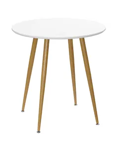 HOMCOM Modern Dining Table for 2 People, Round Kitchen Table, with Matte Top and Metal legs, Dining Room Living Room, White