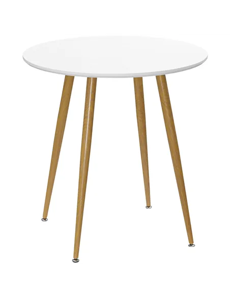 HOMCOM Modern Dining Table for 2 People, Round Kitchen Table, with Matte Top and Metal legs, Dining Room Living Room, White