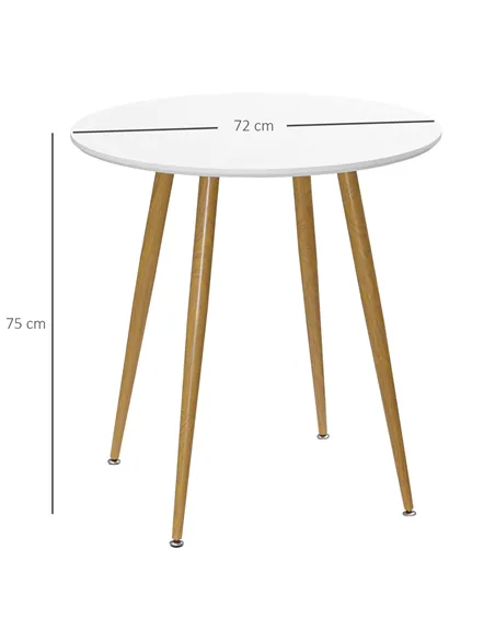HOMCOM Modern Dining Table for 2 People, Round Kitchen Table, with Matte Top and Metal legs, Dining Room Living Room, White