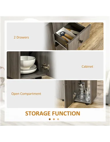 HOMCOM Multi-Storage Six-Person Drop Leaf Dining Table - Grey