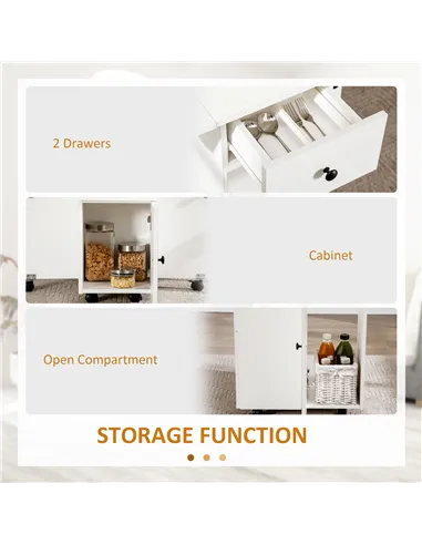 HOMCOM Multi-Storage Six-Person Drop Leaf Dining Table -  White