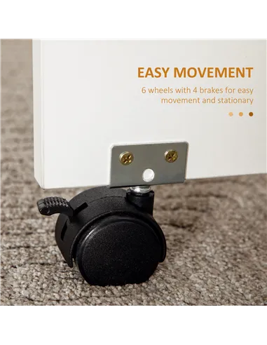 HOMCOM Multi-Storage Six-Person Drop Leaf Dining Table -  White