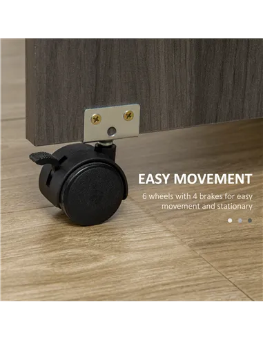 HOMCOM Multi-Storage Six-Person Drop Leaf Dining Table - Mixed Grey