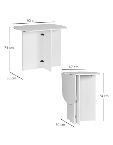 HOMCOM Four-Person Drop Leaf Dining Table - White