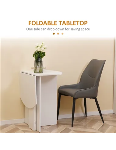 HOMCOM Four-Person Drop Leaf Dining Table - White