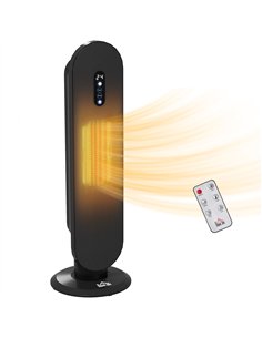 HOMCOM 45° Oscillating Ceramic Space Heater, with Remote - Black