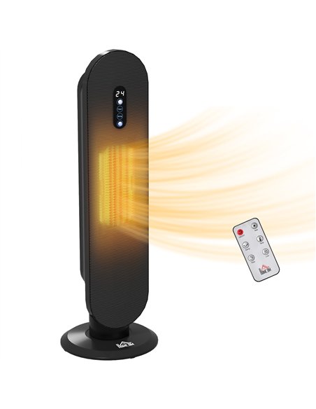 HOMCOM 45° Oscillating Ceramic Space Heater, with Remote - Black