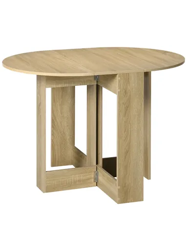 HOMCOM Space-saving Drop Leaf Table, Folding Dining Table for Small Space, Kitchen, Dining Room, Oak