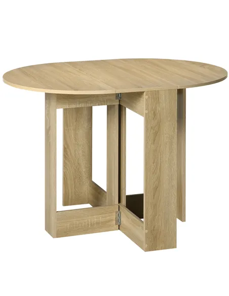 HOMCOM Space-saving Drop Leaf Table, Folding Dining Table for Small Space, Kitchen, Dining Room, Oak