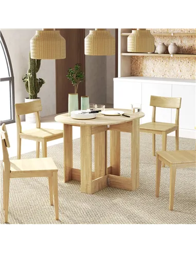 HOMCOM Space-saving Drop Leaf Table, Folding Dining Table for Small Space, Kitchen, Dining Room, Oak