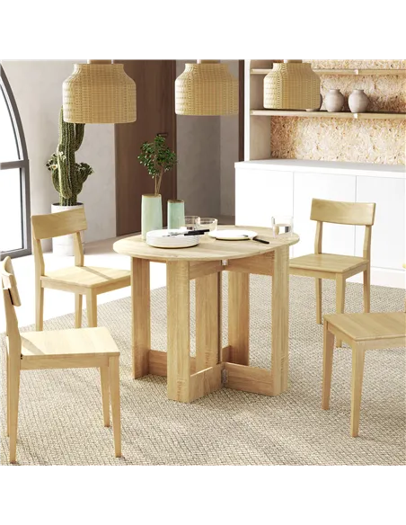 HOMCOM Space-saving Drop Leaf Table, Folding Dining Table for Small Space, Kitchen, Dining Room, Oak