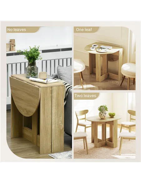 HOMCOM Space-saving Drop Leaf Table, Folding Dining Table for Small Space, Kitchen, Dining Room, Oak