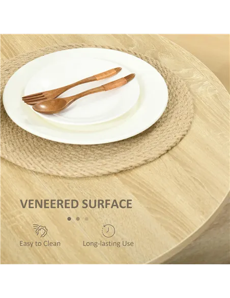 HOMCOM Space-saving Drop Leaf Table, Folding Dining Table for Small Space, Kitchen, Dining Room, Oak