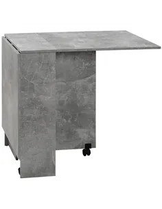 HOMCOM Folding Dining Table, Drop Leaf Table with 2-Tier Shelves, Rolling Casters, for Small Spaces, Kitchen, Cement Grey
