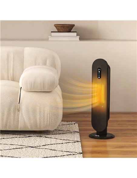 HOMCOM 45° Oscillating Ceramic Space Heater, with Remote - Black