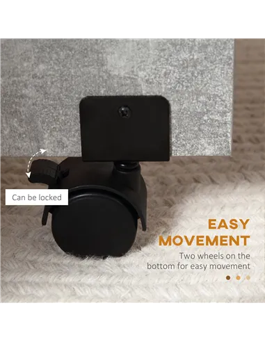 HOMCOM Folding Dining Table, Drop Leaf Table with 2-Tier Shelves, Rolling Casters, for Small Spaces, Kitchen, Cement Grey