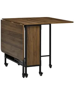 HOMCOM Six-Person Drop Leaf Dining Table - Brown/Black