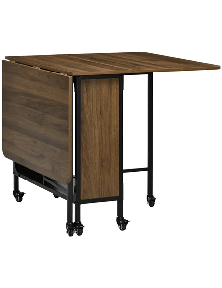HOMCOM Six-Person Drop Leaf Dining Table - Brown/Black