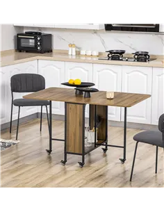 HOMCOM Six-Person Drop Leaf Dining Table - Brown/Black 2