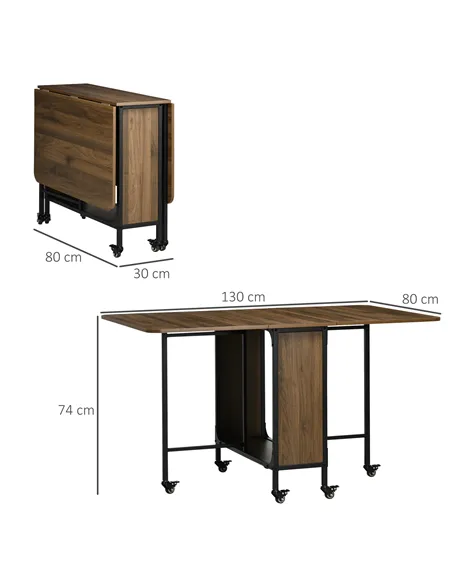 HOMCOM Six-Person Drop Leaf Dining Table - Brown/Black