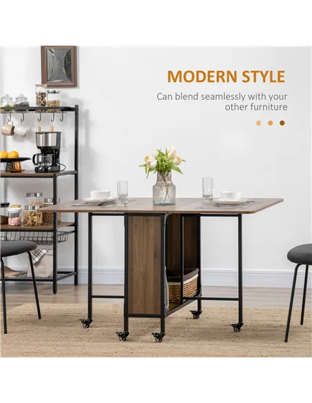 HOMCOM Six-Person Drop Leaf Dining Table - Brown/Black